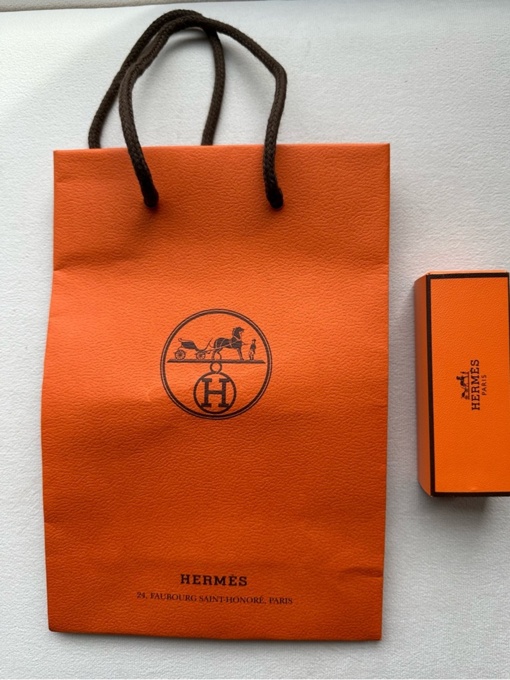 Hermes Orange Empty Lipstick Box and Bag